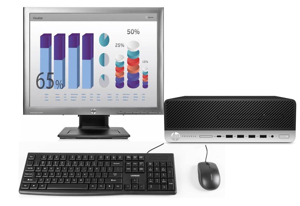 KIT HP ProDesk 600 G4 SFF i5 8° 256 GB Ssd 8GB RAM+ MONITOR HP 19" REACONDICIONADO